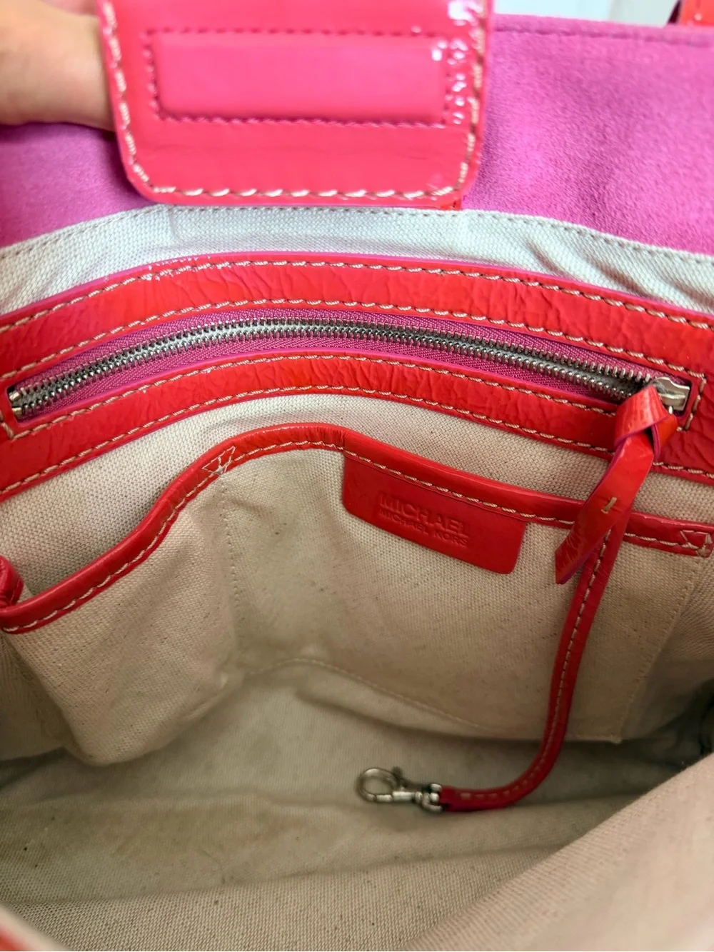 RARE Y2K Vintage Michael Kors Pink Suede Aviator Tote Bag Patent Leather Archive